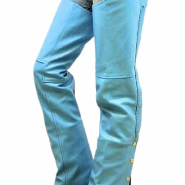 Ladies Blue Leather Chaps - Classic Style - Leather Chaps Maker