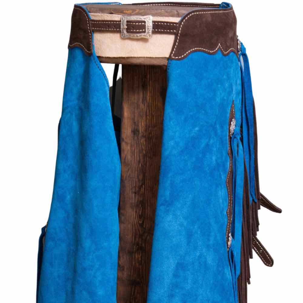 Blue Antique Leather Chaps | Western Blue Leather Chaps